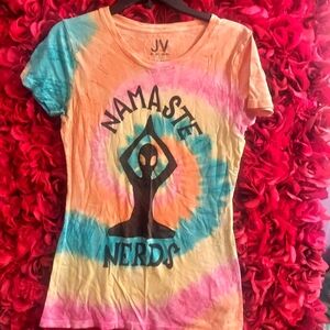 Jac Vanek Ladies Large "Namaste Nerds" Tie Dye T-Shirt